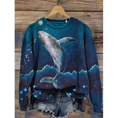 Whale of Night Ocean Art Sweatshirt