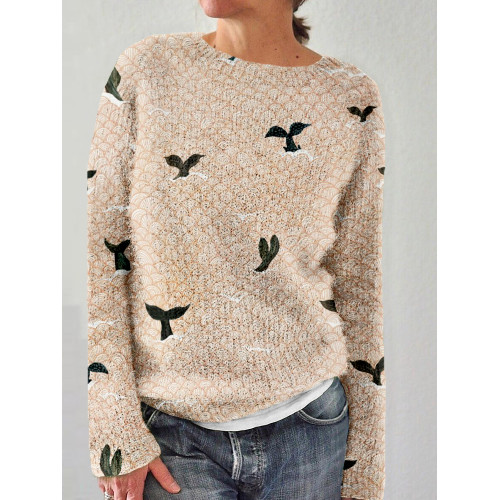 Whales Tails & Ocean Waves Art Comfy Sweater