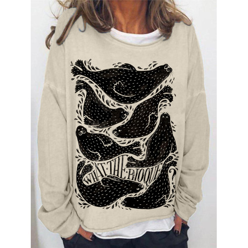 What The Phoque Pattern Oversized Comfy Sweatshirt