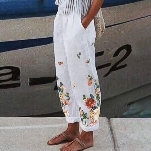 Women'S Floral Print Casual Trousers