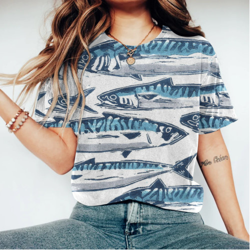 Women's Casual Fish Print T-Shirt