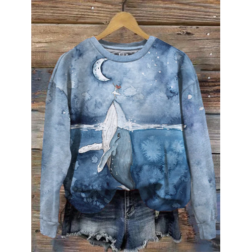 Women's Humpback Whale Print Sweatshirt
