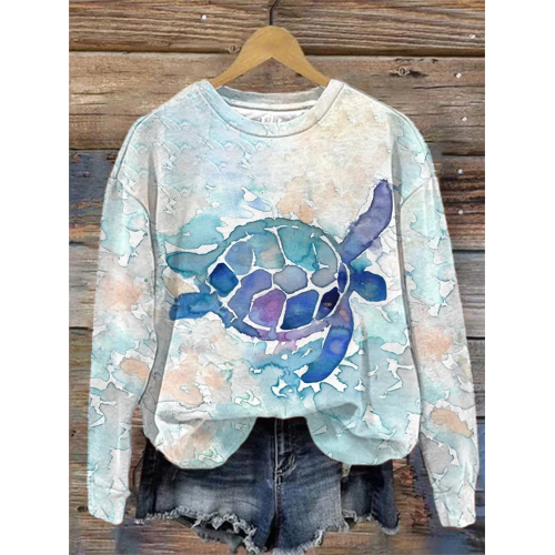 Women's Maui Sea Turtle Print Sweatshirt