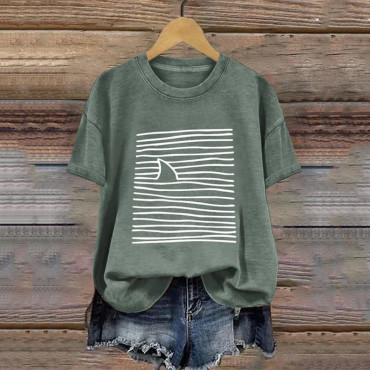 Women's Shark Week Marine Life Conservation Art Print T-shirt