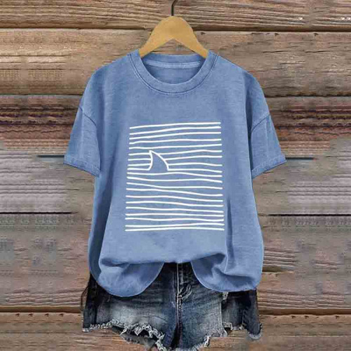 Women's Shark Week Marine Life Conservation Art Print T-shirt