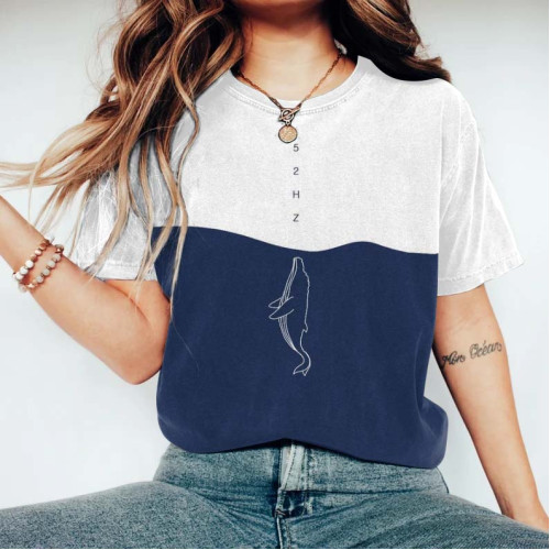 Women‘s Whale Art Round Neck Casual T-Shirt
