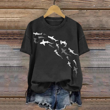 Women's Women's Shark Week Marine Life Conservation Art Print T-Shirt