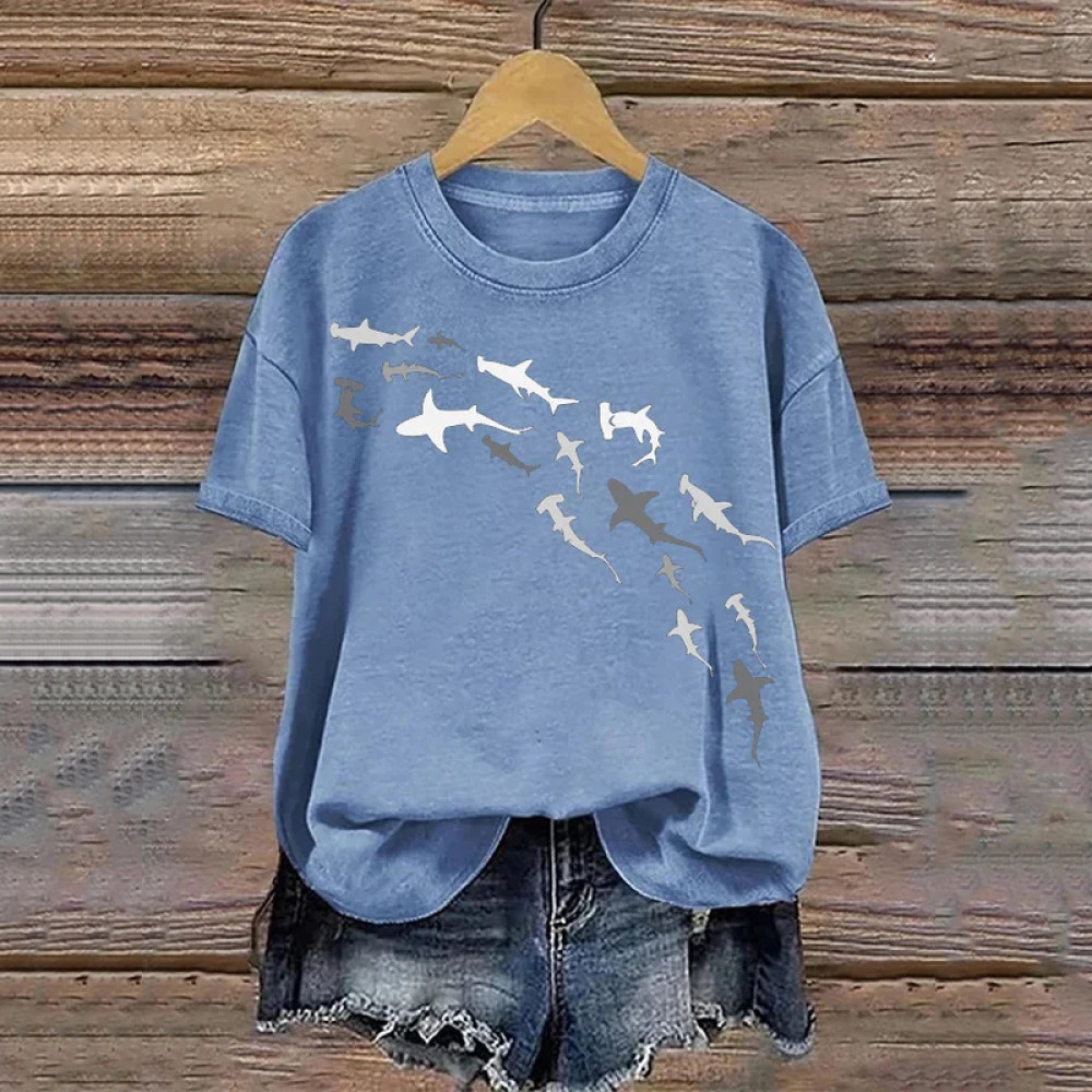 Women's Women's Shark Week Marine Life Conservation Art Print T-Shirt