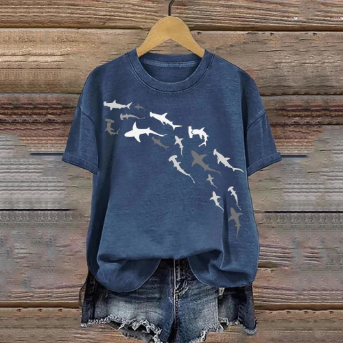 Women's Women's Shark Week Marine Life Conservation Art Print T-Shirt