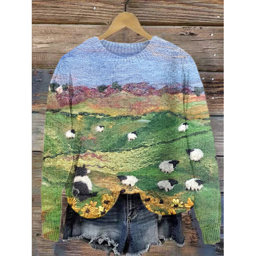 Border Collie & Sheep Felt Art Cozy Sweater