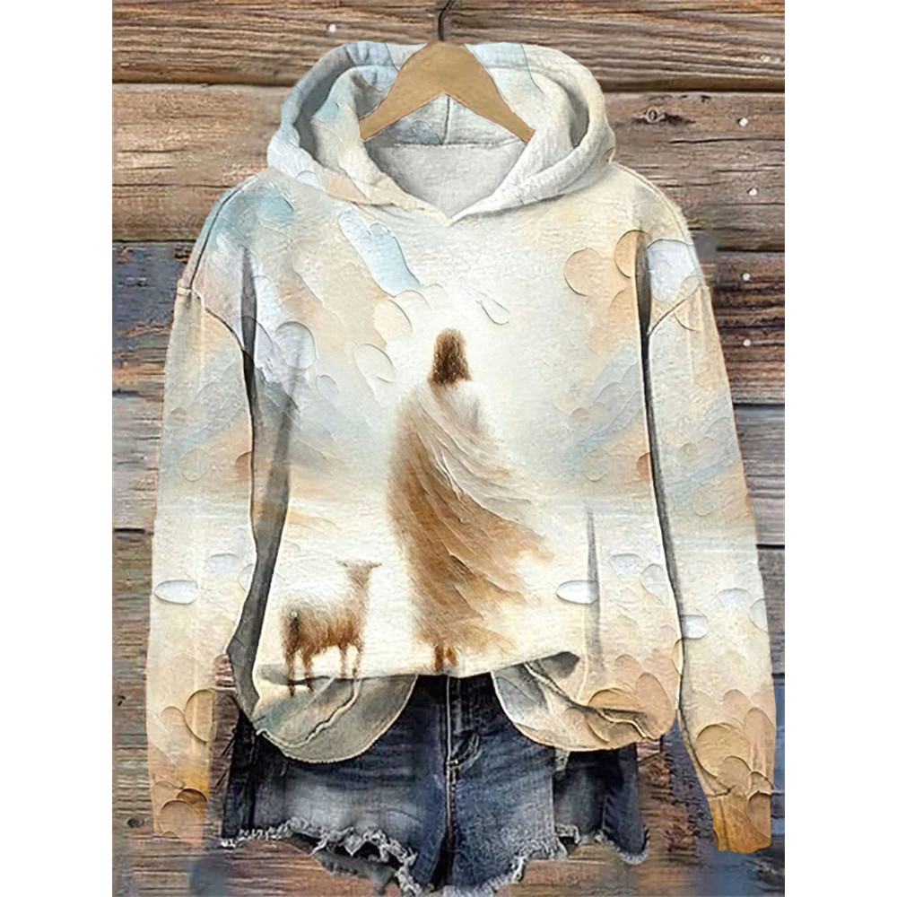 Christian Art Print Casual Cozy Hoodie