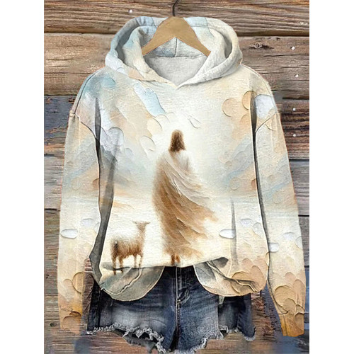 Christian Art Print Casual Cozy Hoodie