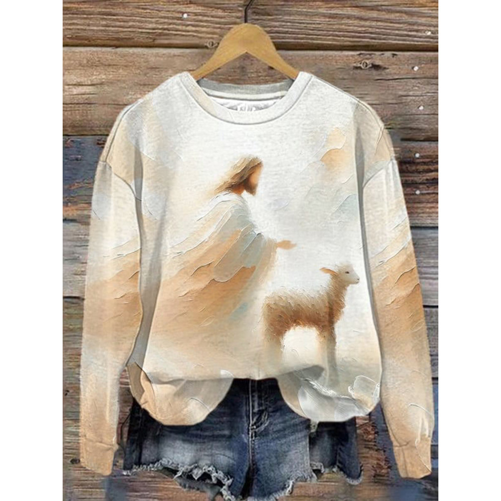 Christian Art Print Casual Cozy Sweatshirt
