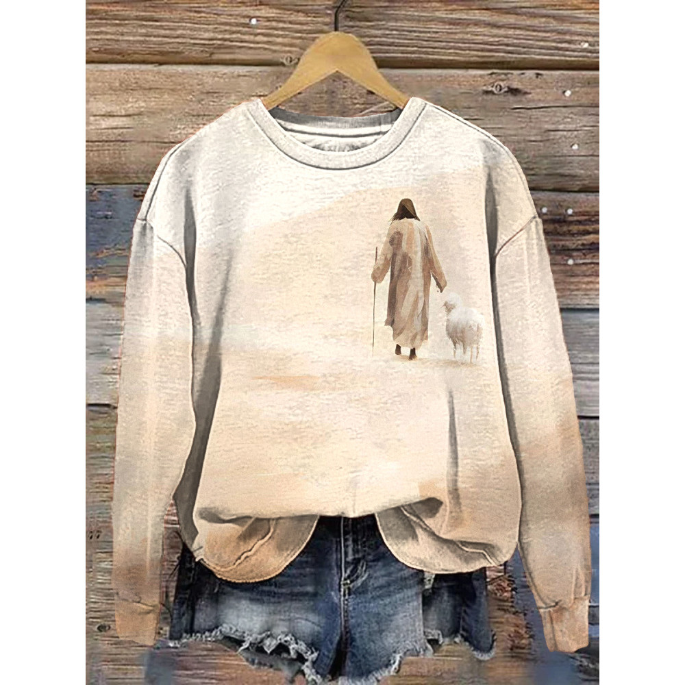 Christian Art Print Casual Cozy Sweatshirt