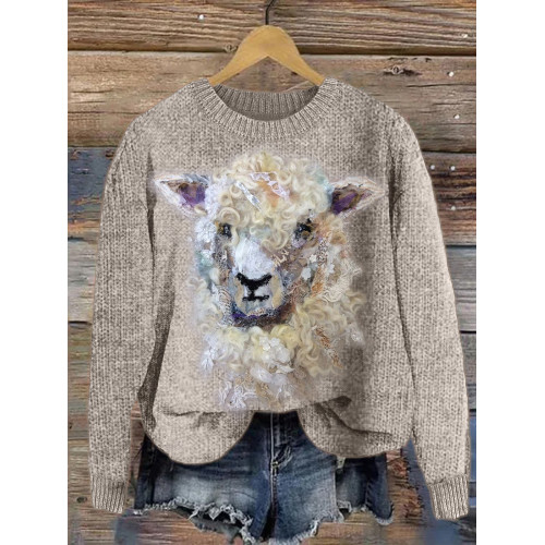 Curly Sheep Lace Textile Art Cozy Knit Sweater