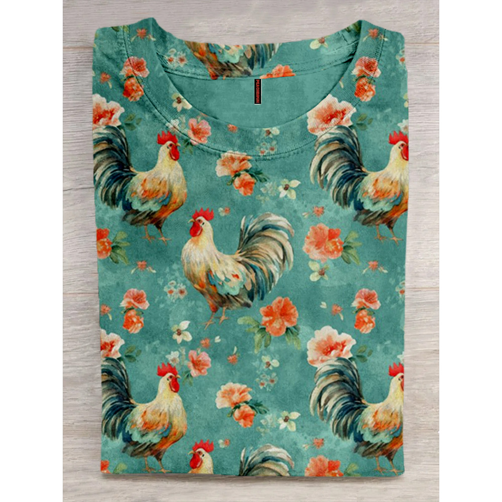 Cute Chicken Breeds Floral Graphic Comfy T Shirt