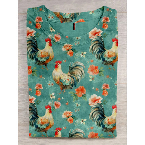 Cute Chicken Breeds Floral Graphic Comfy T Shirt