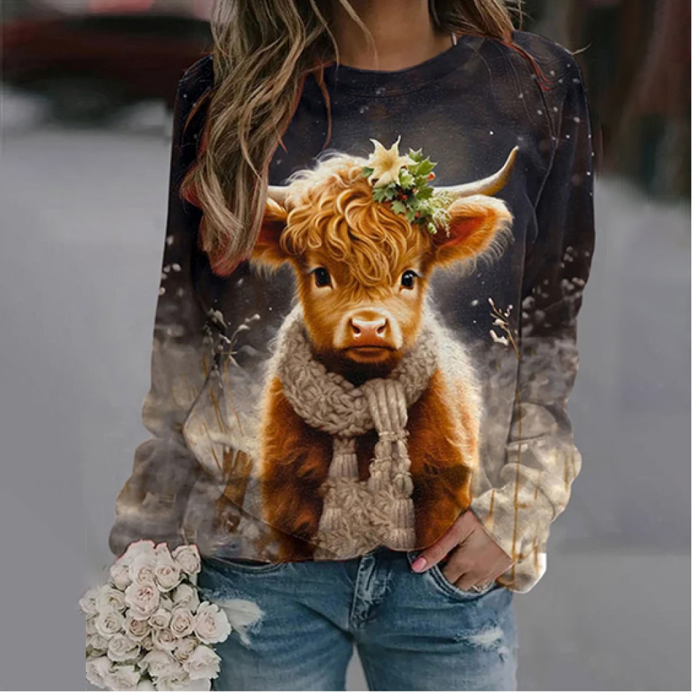 Cute Little Cow Printed Women's Sweatshirt