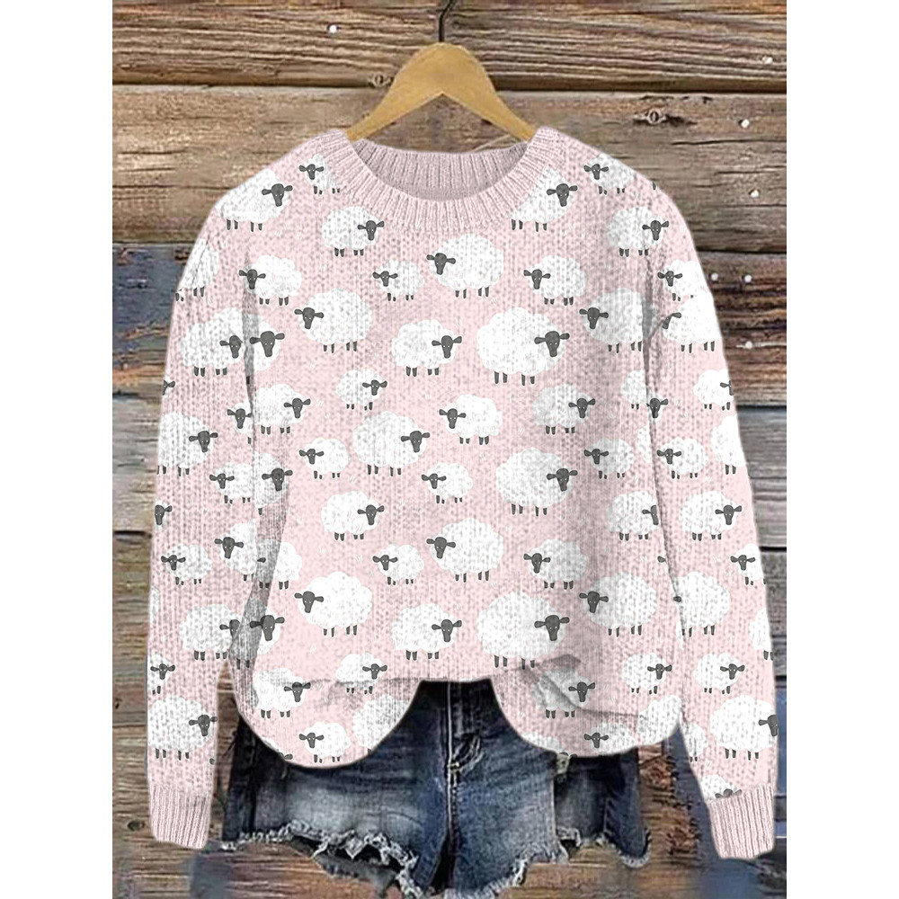 Cute Sheep Casual Cozy Knit Sweater