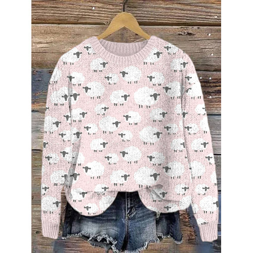 Cute Sheep Casual Cozy Knit Sweater