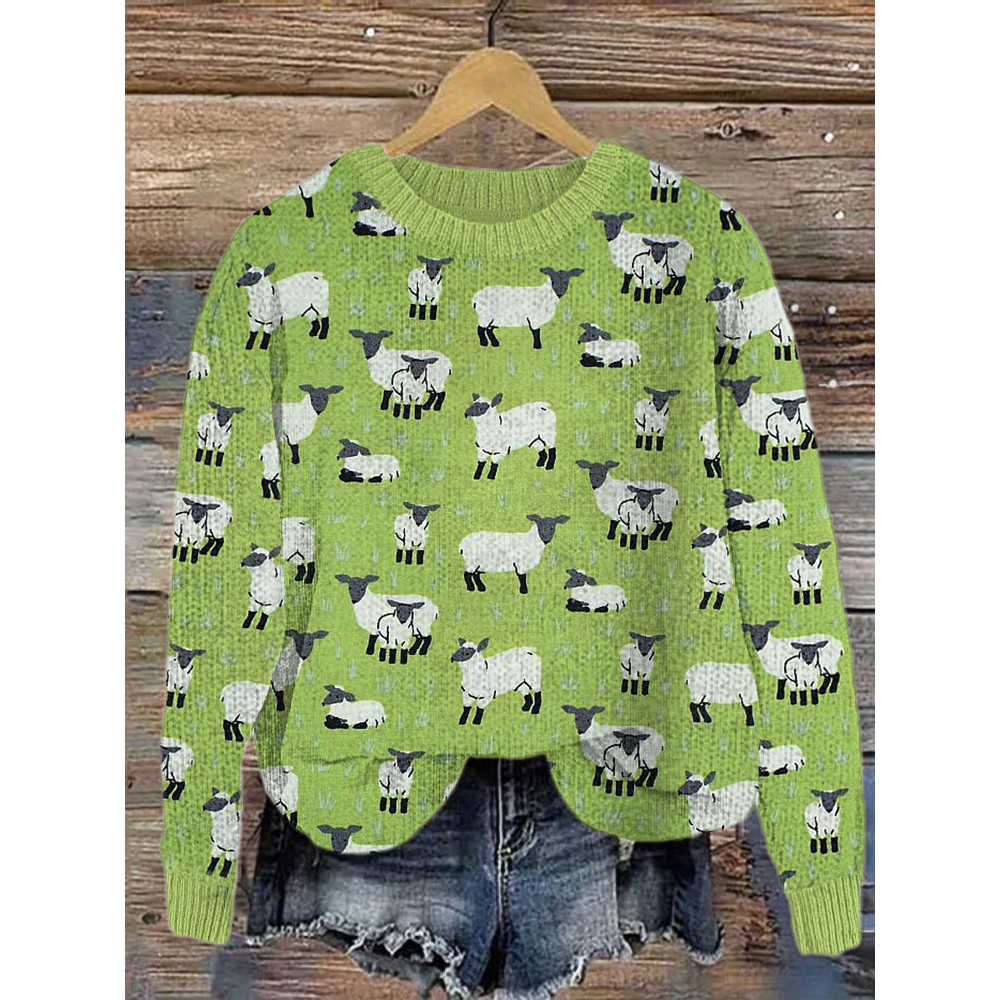 Cute Sheep Casual Cozy Knit Sweater