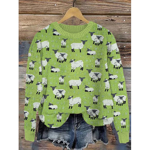 Cute Sheep Casual Cozy Knit Sweater