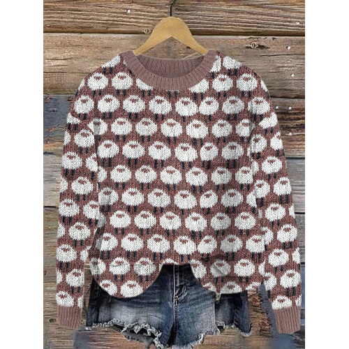 Cute Sheep Vintage Cozy Knit Sweater