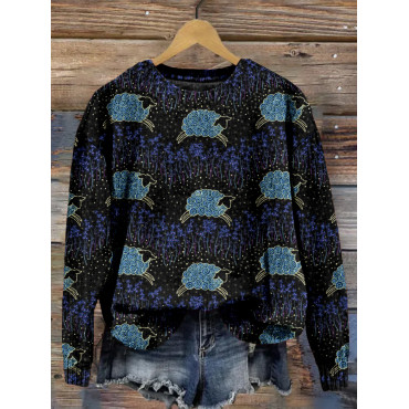 Cute Sheep in the Lavender Fields Comfy Sweater