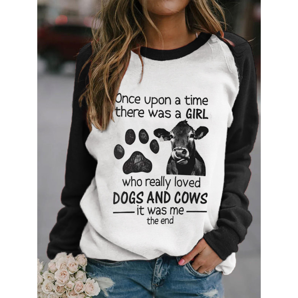 Dog & Cow Lover Contrast Color Sweatshirt