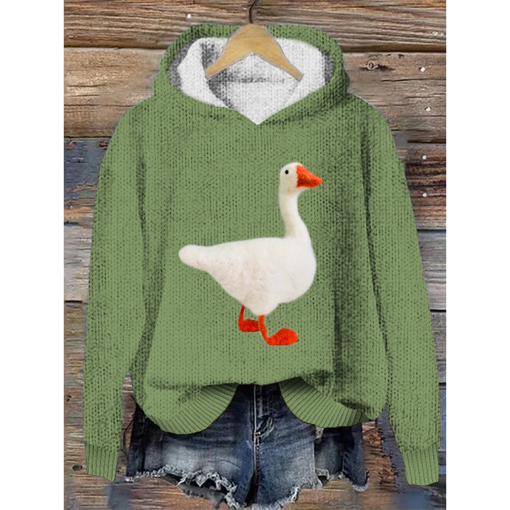 Duck Pattern Hooded Sweater