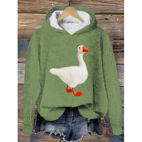 Duck Pattern Hooded Sweater