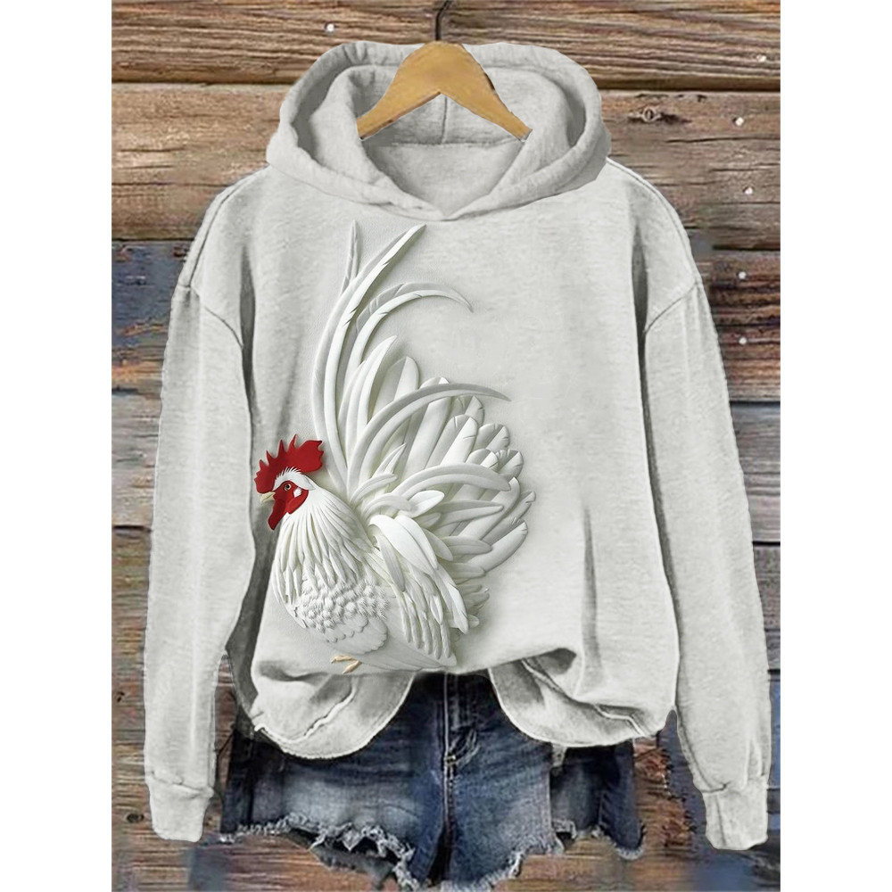 Elegant Rooster Relief Art Comfy Hoodie