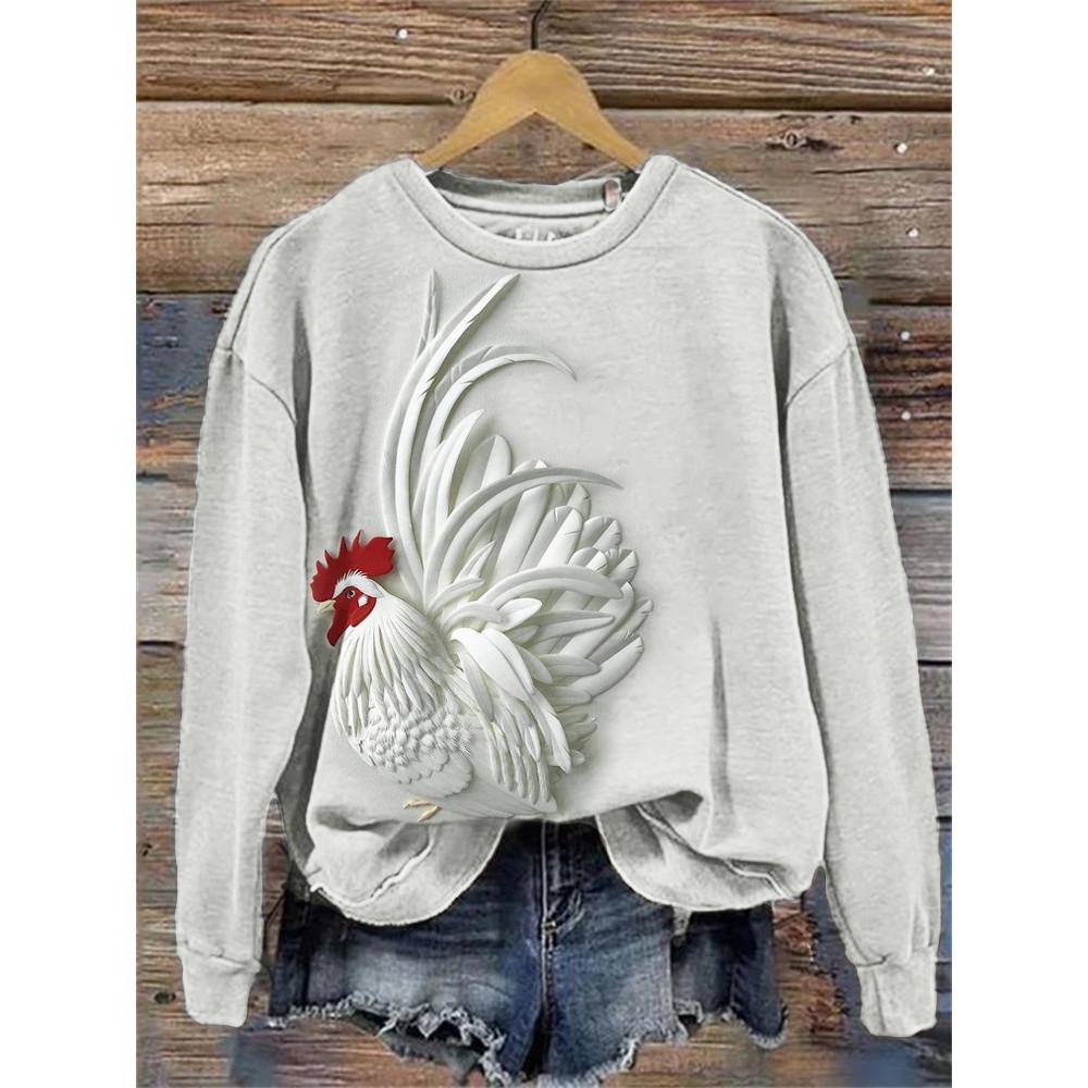 Elegant Rooster Relief Art Comfy Sweatshirt