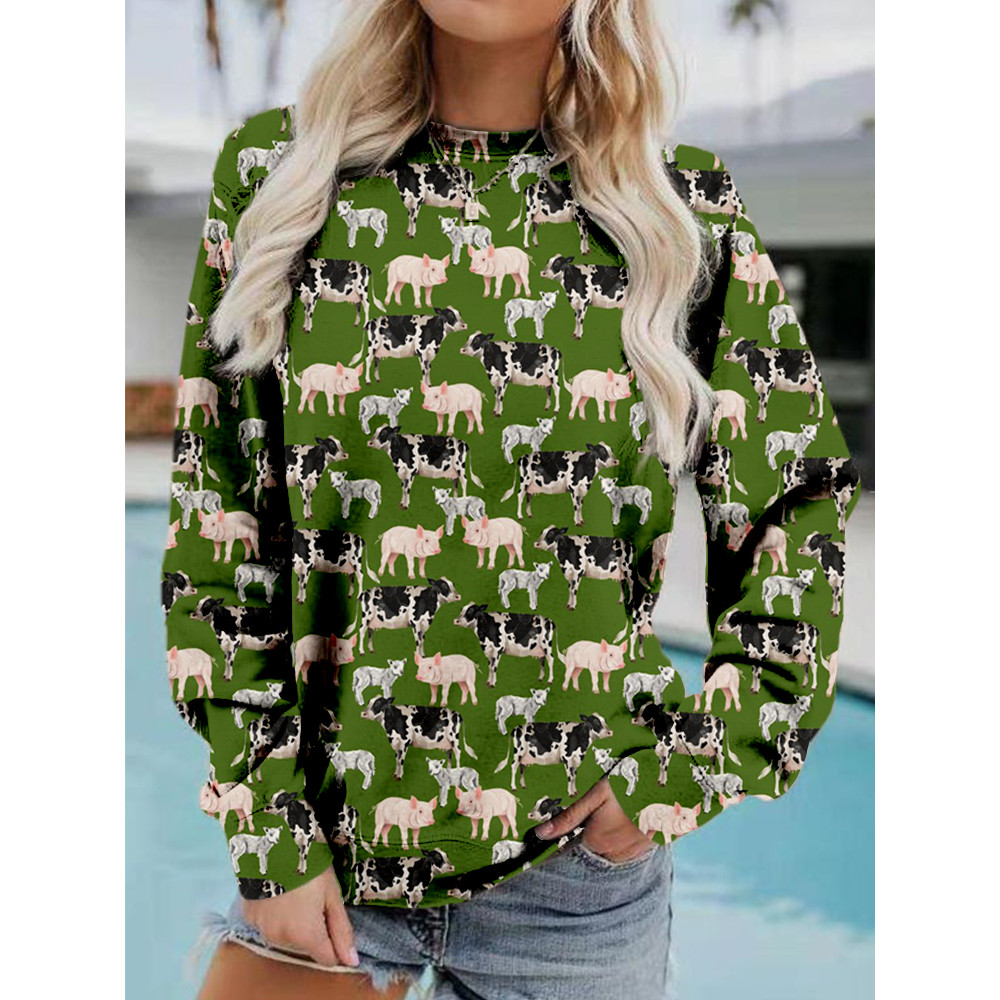 Farm Pals - Cow Pig Lamb Graphic Vintage Sweatshirt