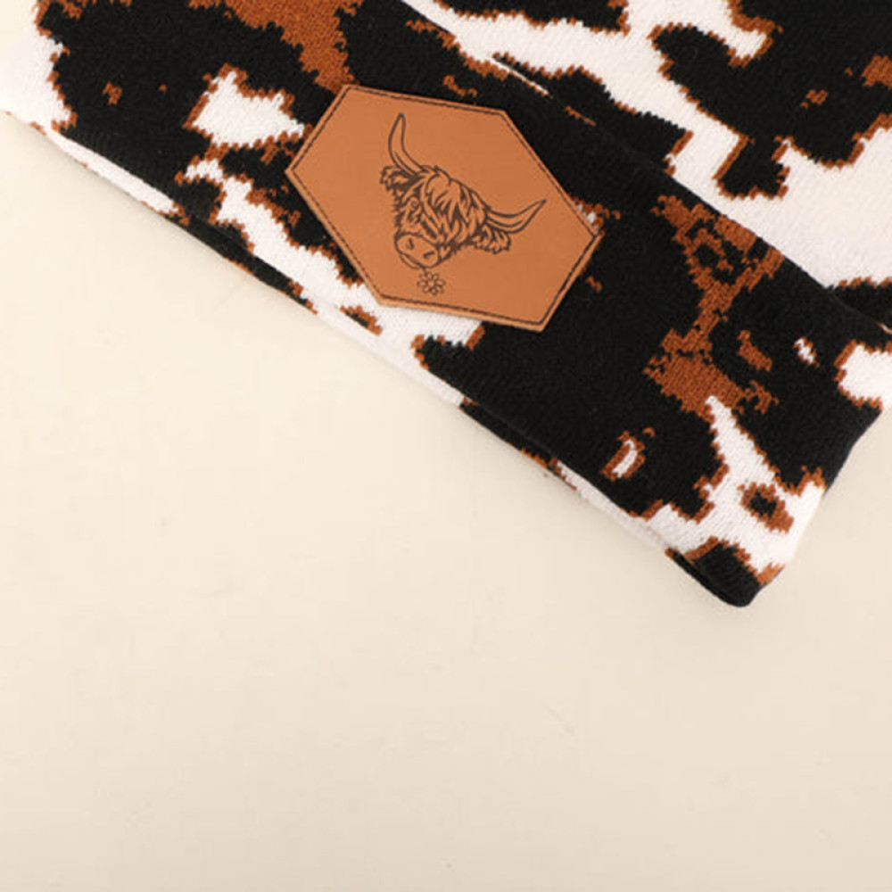 Fashion CowPrint Highland Cow Beanie