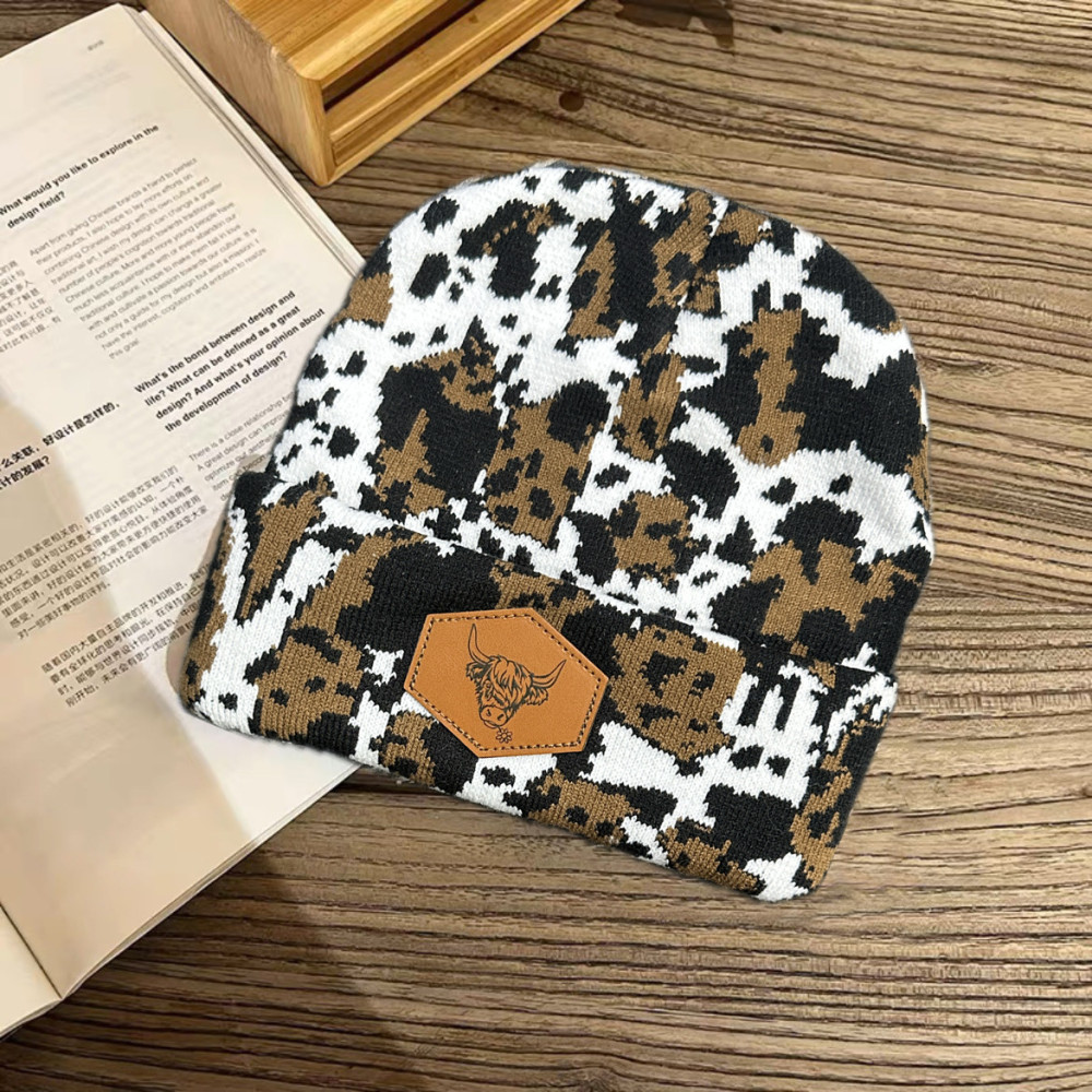 Fashion CowPrint Highland Cow Beanie