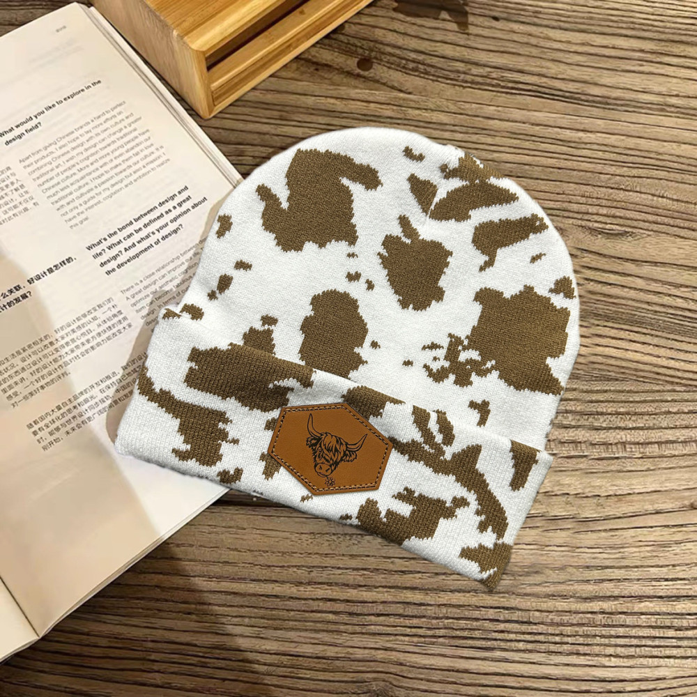 Fashion CowPrint Highland Cow Beanie