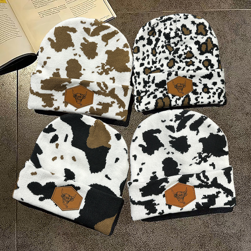 Fashion CowPrint Highland Cow Beanie
