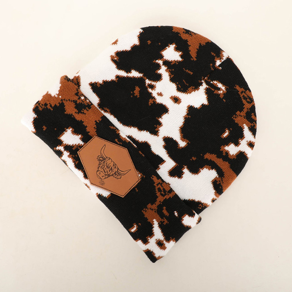 Fashion CowPrint Highland Cow Beanie