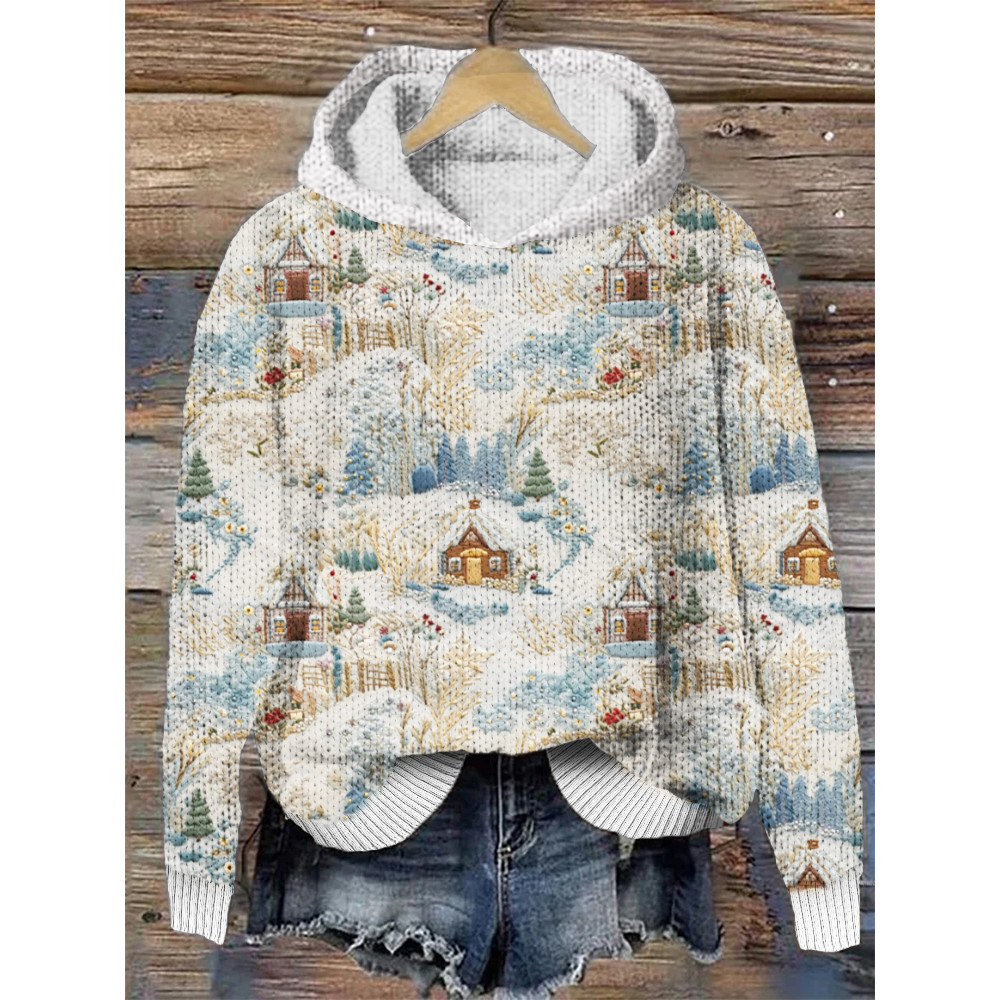 Field House Embroidery Pattern Hooded Sweater