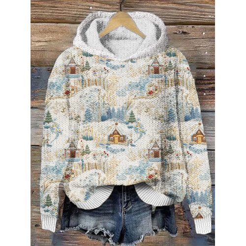 Field House Embroidery Pattern Hooded Sweater