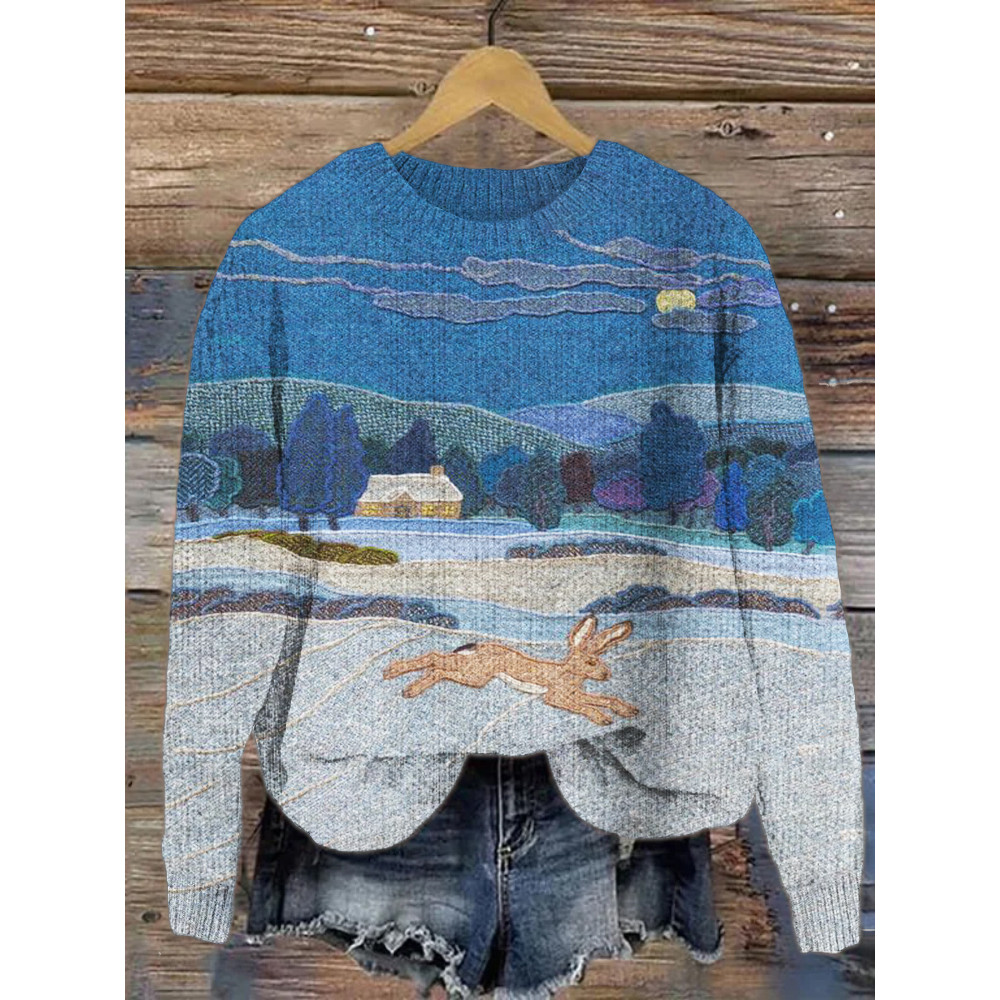 Forest Bunny Cozy Knit Sweater