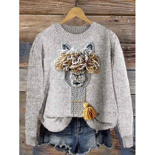 Funny Alpaca Yarn Art Cozy Knit Sweater