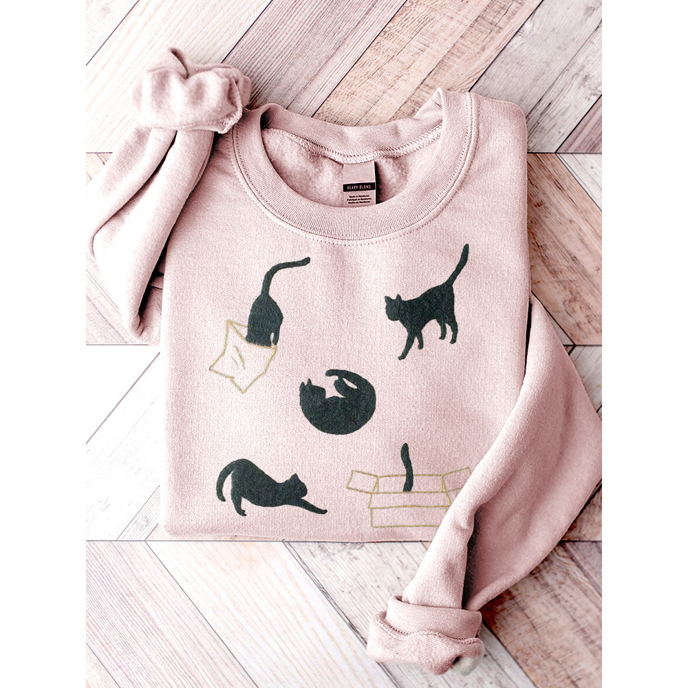 Funny Cats Print Casual Cotton Sweatshirt