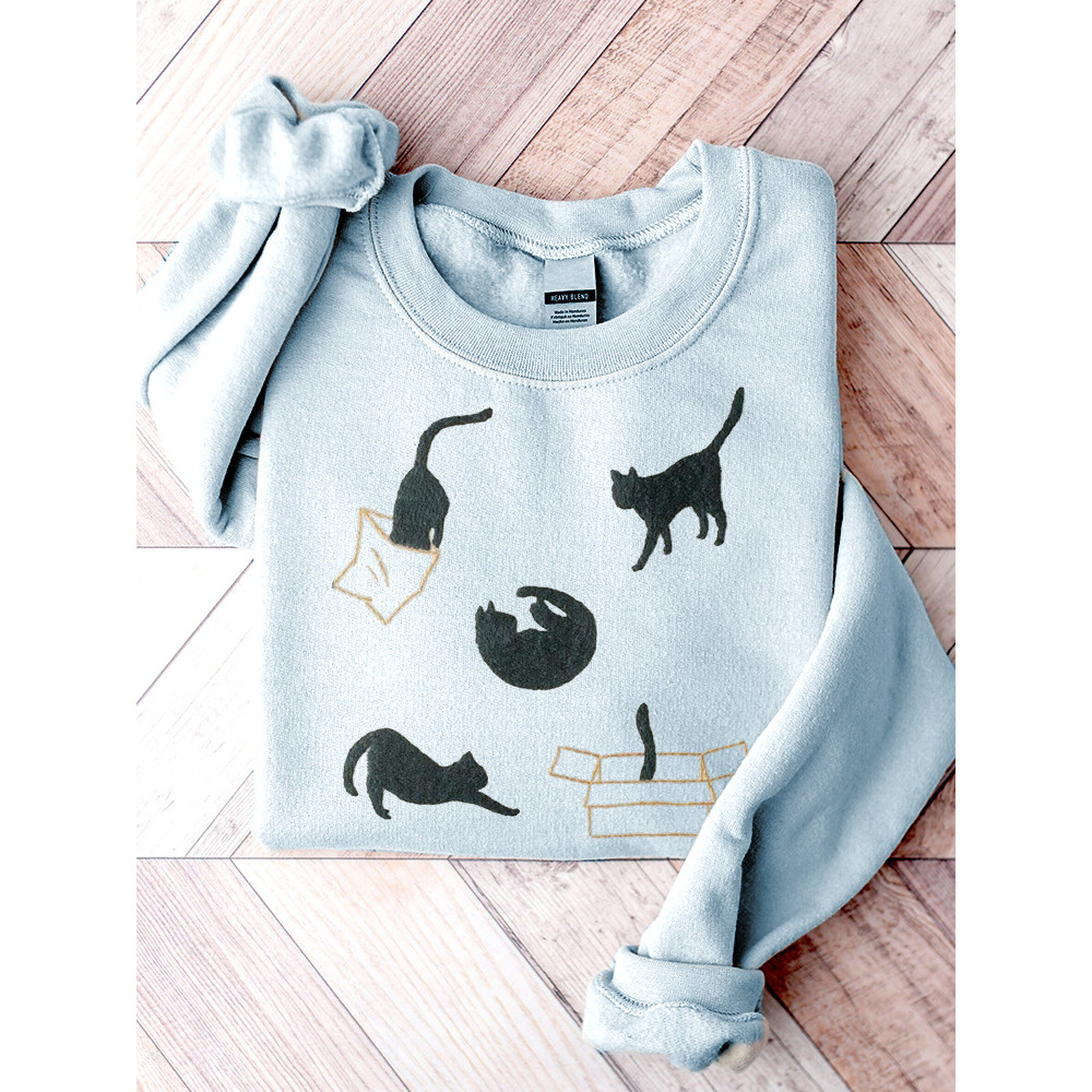 Funny Cats Print Casual Cotton Sweatshirt