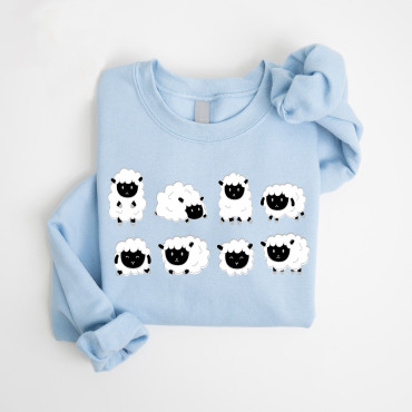 Funny Cute Sheep Print Casual Sweatshirt