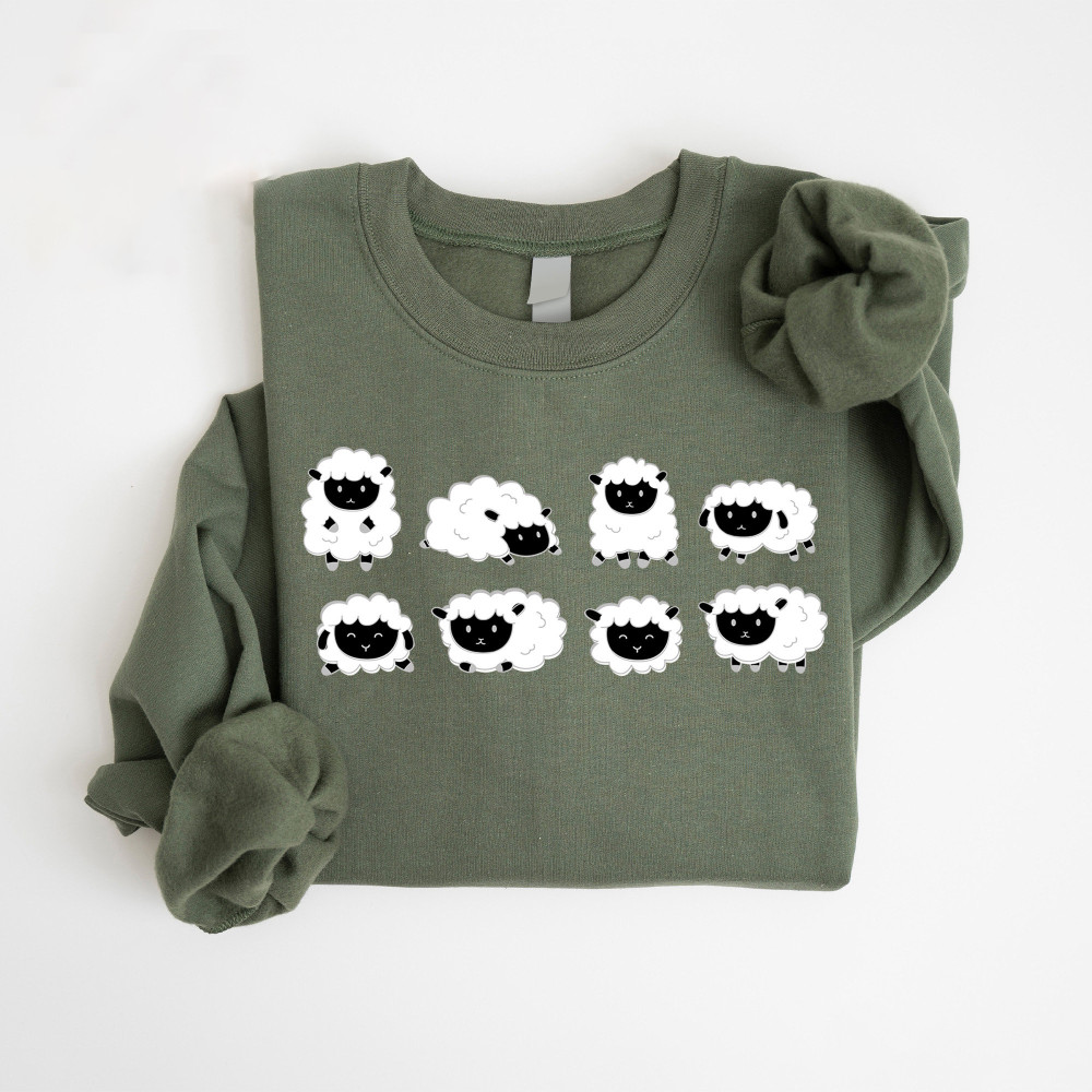 Funny Cute Sheep Print Casual Sweatshirt