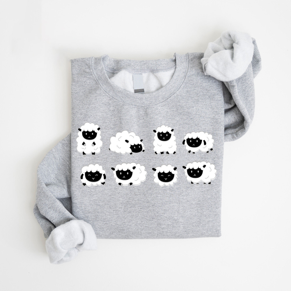 Funny Cute Sheep Print Casual Sweatshirt