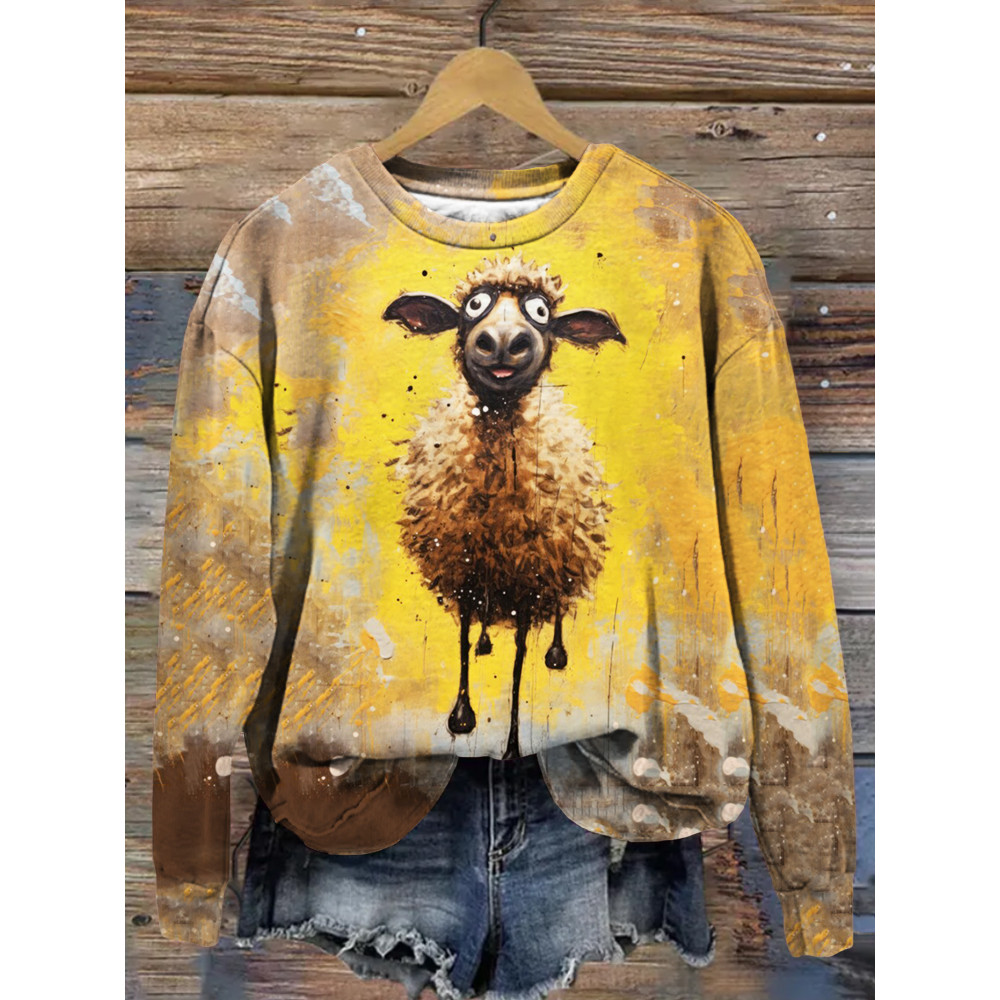 Funny Jumping Sheep Art Graphic Comfy Sweatshirt