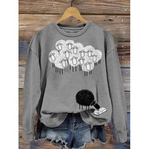 Funny Sheep Pattern Print Vintage Comfy Sweatshirt